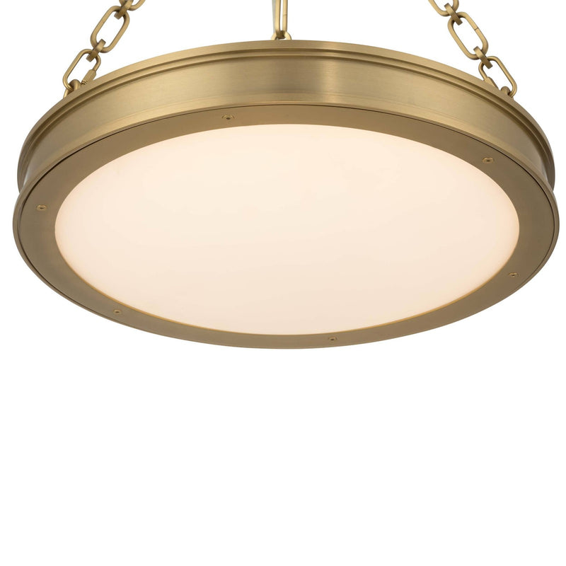 Golden Lighting Cameron 17in Integrated LED Pendant | Modern Brushed Champagne Brass and Etched Glass | Kitchen Island | Model 1700-17 BCB-EG