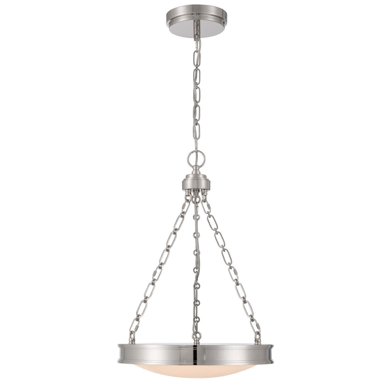Golden Lighting Cameron 16.5in 1-Light LED Pendant | Modern Polished Nickel and Etched Glass | Kitchen & Dining Room | Model 1700-17 PN-EG