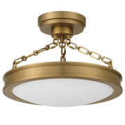 Golden Lighting Cameron 17in LED Semi-Flush Mount | Modern Brushed Champagne Brass and Etched Glass | Entryway & Bedroom | Model 1700-17SF BCB-EG