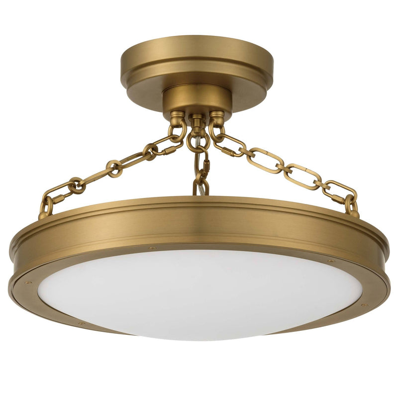 Golden Lighting Cameron 17in LED Semi-Flush Mount | Modern Brushed Champagne Brass and Etched Glass | Entryway & Bedroom | Model 1700-17SF BCB-EG