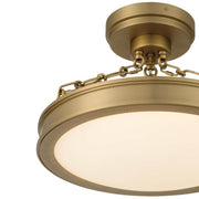 Golden Lighting Cameron 17in LED Semi-Flush Mount | Modern Brushed Champagne Brass and Etched Glass | Entryway & Bedroom | Model 1700-17SF BCB-EG