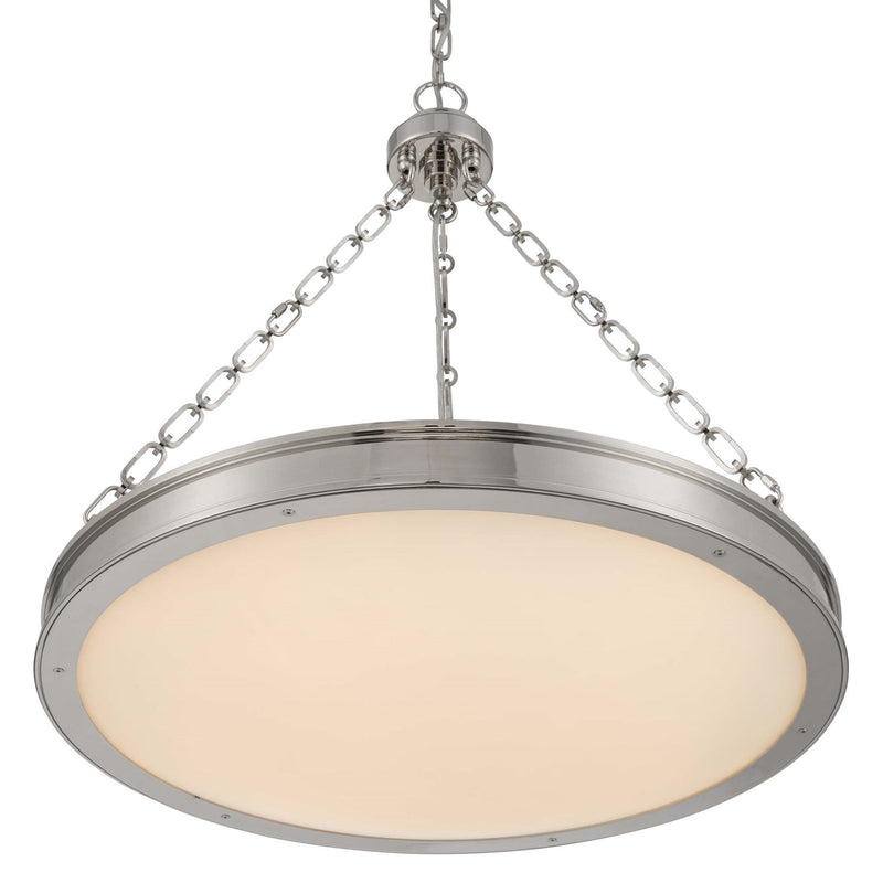 Golden Lighting Cameron 24in Integrated LED Pendant | Modern Polished Nickel and Etched Glass | Kitchen Island & Dining Room | Model 1700-24 PN-EG