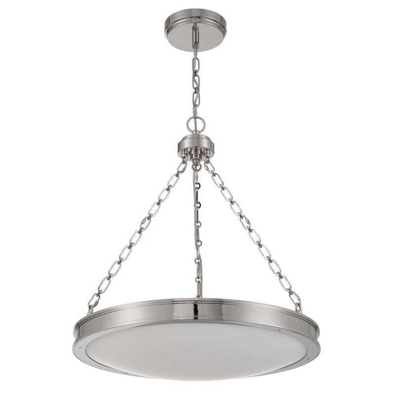 Golden Lighting Cameron 24in Integrated LED Pendant | Modern Polished Nickel and Etched Glass | Kitchen Island & Dining Room | Model 1700-24 PN-EG