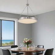 Golden Lighting Cameron 24in Integrated LED Pendant | Modern Polished Nickel and Etched Glass | Kitchen Island & Dining Room | Model 1700-24 PN-EG