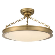 Golden Lighting Cameron 24in Integrated LED Semi-Flush Mount | Modern Brushed Champagne Brass and Etched Glass | Entryway | Model 1700-24SF BCB-EG