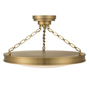 Golden Lighting Cameron 24in Integrated LED Semi-Flush Mount | Modern Brushed Champagne Brass and Etched Glass | Entryway | Model 1700-24SF BCB-EG