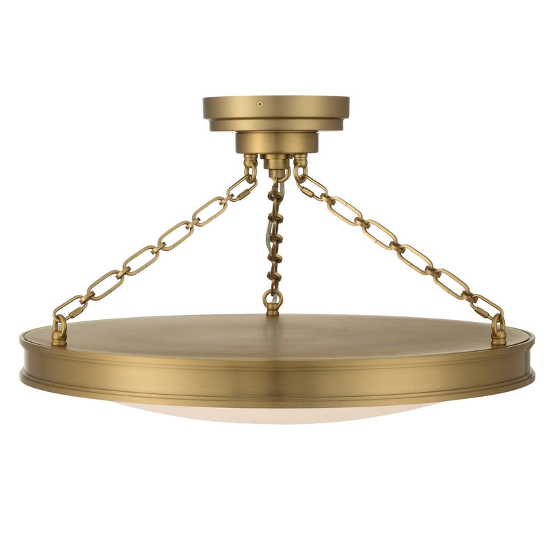 Golden Lighting Cameron 24in Integrated LED Semi-Flush Mount | Modern Brushed Champagne Brass and Etched Glass | Entryway | Model 1700-24SF BCB-EG