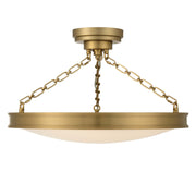 Golden Lighting Cameron 24in Integrated LED Semi-Flush Mount | Modern Brushed Champagne Brass and Etched Glass | Entryway | Model 1700-24SF BCB-EG