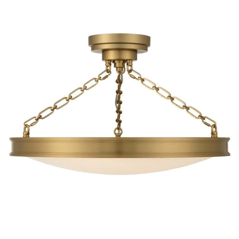 Golden Lighting Cameron 24in Integrated LED Semi-Flush Mount | Modern Brushed Champagne Brass and Etched Glass | Entryway | Model 1700-24SF BCB-EG