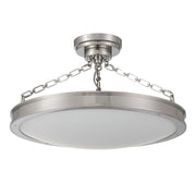 Golden Lighting Cameron 24in LED Semi-Flush Mount | Modern Polished Nickel and Etched Glass | Entryway & Bedroom | Model 1700-24SF PN-EG