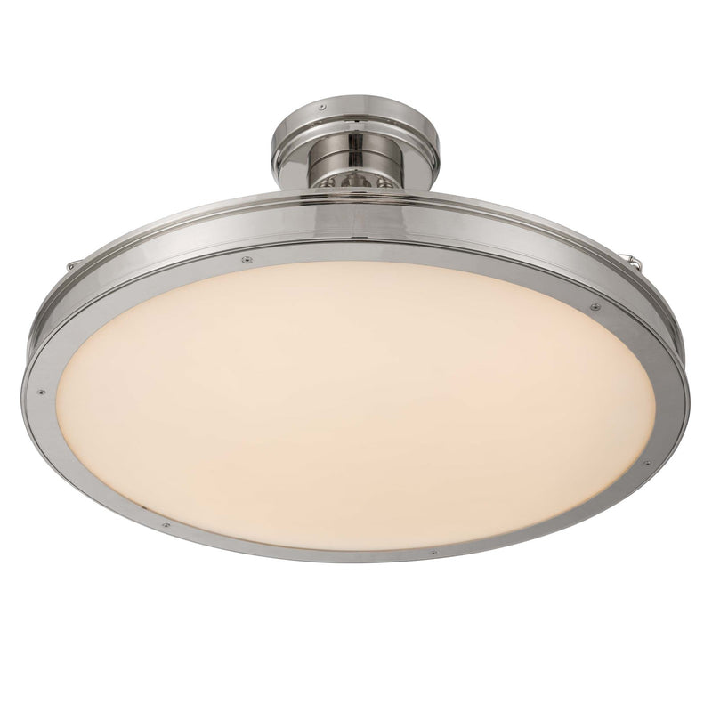 Golden Lighting Cameron 24in LED Semi-Flush Mount | Modern Polished Nickel and Etched Glass | Entryway & Bedroom | Model 1700-24SF PN-EG