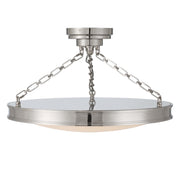 Golden Lighting Cameron 24in LED Semi-Flush Mount | Modern Polished Nickel and Etched Glass | Entryway & Bedroom | Model 1700-24SF PN-EG