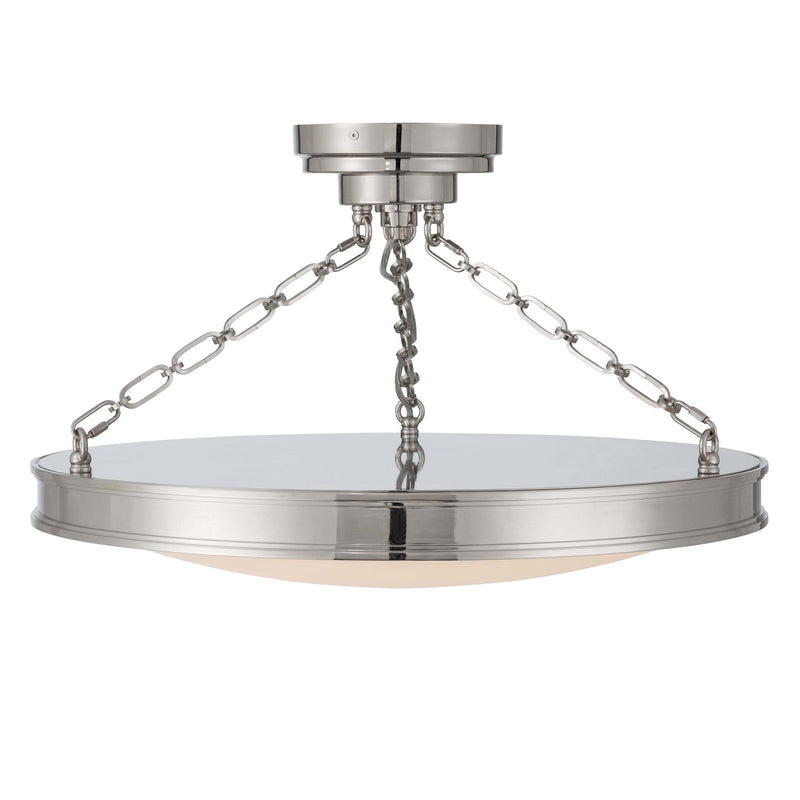 Golden Lighting Cameron 24in LED Semi-Flush Mount | Modern Polished Nickel and Etched Glass | Entryway & Bedroom | Model 1700-24SF PN-EG