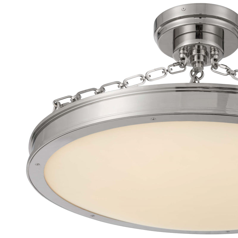 Golden Lighting Cameron 24in LED Semi-Flush Mount | Modern Polished Nickel and Etched Glass | Entryway & Bedroom | Model 1700-24SF PN-EG