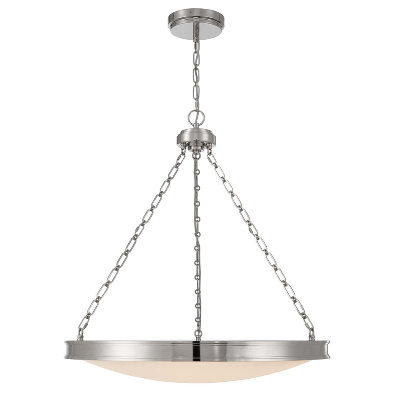 Golden Lighting Cameron 30in 1-Light LED Pendant | Modern Polished Nickel and Etched Glass | Kitchen Island & Dining Room | Model 1700-30 PN-EG