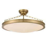 Golden Lighting Cameron 30in LED Semi-Flush Mount | Modern Brushed Champagne Brass and Etched Glass | Entryway & Foyer | Model 1700-30SF BCB-EG