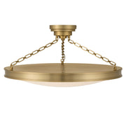 Golden Lighting Cameron 30in LED Semi-Flush Mount | Modern Brushed Champagne Brass and Etched Glass | Entryway & Foyer | Model 1700-30SF BCB-EG