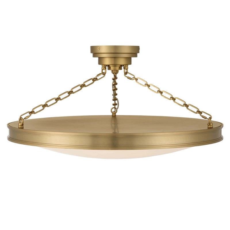 Golden Lighting Cameron 30in LED Semi-Flush Mount | Modern Brushed Champagne Brass and Etched Glass | Entryway & Foyer | Model 1700-30SF BCB-EG