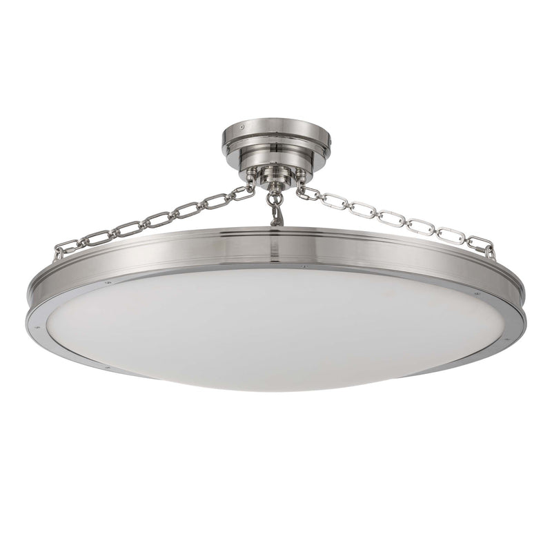 Golden Lighting Cameron 30in LED Semi-Flush Mount | Modern Polished Nickel and Etched Glass | Entryway & Kitchen | Model 1700-30SF PN-EG