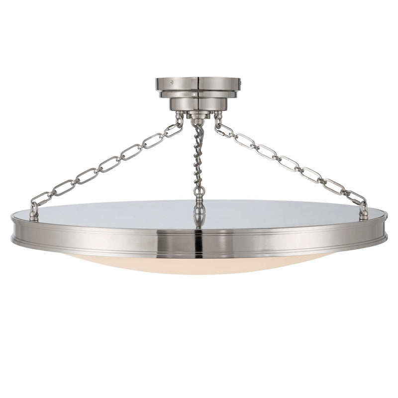 Golden Lighting Cameron 30in LED Semi-Flush Mount | Modern Polished Nickel and Etched Glass | Entryway & Kitchen | Model 1700-30SF PN-EG