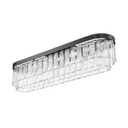 Golden Lighting Ciara 42in 6-Light Flush Mount | Glam Matte Black and Hammered Water Glass | Hallway & Bathroom | Model 1768-FM42 BLK-HWG