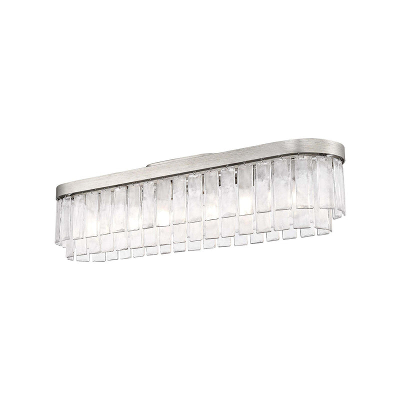 Golden Lighting Ciara 42in 6-Light Flush Mount | Glam Peruvian Silver and Hammered Water Glass | Hallway & Bathroom | Model 1768-FM42 PS-HWG