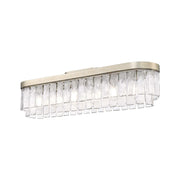 Golden Lighting Ciara 42in 6-Light Flush Mount | Glam White Gold and Hammered Water Glass | Hallway & Bathroom | Model 1768-FM42 WG-HWG