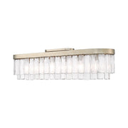 Golden Lighting Ciara 42in 6-Light Flush Mount | Glam White Gold and Hammered Water Glass | Hallway & Bathroom | Model 1768-FM42 WG-HWG