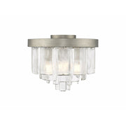 Golden Ciara 3-Light Flush Mount, Peruvian Silver/Water Glass - 1768-FMPS-HWG