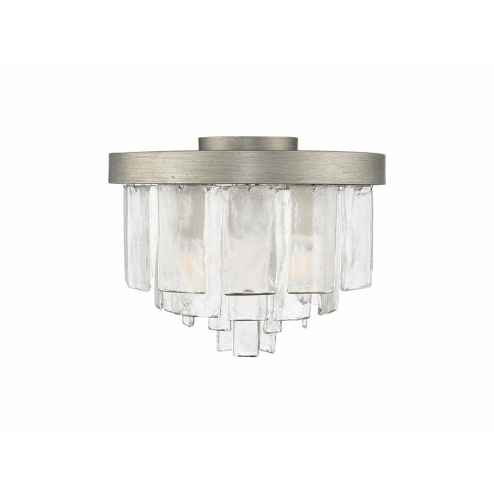 Golden Ciara 3-Light Flush Mount, Peruvian Silver/Water Glass