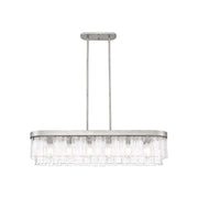 Golden Lighting Ciara 42in 6-Light Island Light | Glam Peruvian Silver and Hammered Water Glass | Kitchen Island | Model 1768-LP PS-HWG