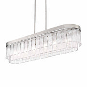 Golden Lighting Ciara 42in 6-Light Island Light | Glam Peruvian Silver and Hammered Water Glass | Kitchen Island | Model 1768-LP PS-HWG