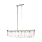 Golden Lighting Ciara 42in 6-Light Island Light | Glam Peruvian Silver and Hammered Water Glass | Kitchen Island | Model 1768-LP PS-HWG
