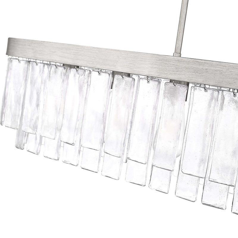 Golden Lighting Ciara 42in 6-Light Island Light | Glam Peruvian Silver and Hammered Water Glass | Kitchen Island | Model 1768-LP PS-HWG