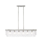 Golden Lighting Ciara 42in 6-Light Island Light | Glam Peruvian Silver and Hammered Water Glass | Kitchen Island | Model 1768-LP PS-HWG