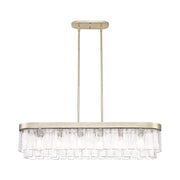 Golden Lighting Ciara 42in 6-Light Island Light | Glam White Gold and Hammered Water Glass | Kitchen Island & Dining Room | Model 1768-LP WG-HWG