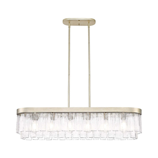 Golden Lighting Ciara 42in 6-Light Island Light | Glam White Gold and Hammered Water Glass | Kitchen Island & Dining Room | Model 1768-LP WG-HWG