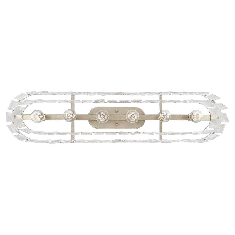 Golden Lighting Ciara 42in 6-Light Island Light | Glam White Gold and Hammered Water Glass | Kitchen Island & Dining Room | Model 1768-LP WG-HWG