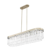 Golden Lighting Ciara 42in 6-Light Island Light | Glam White Gold and Hammered Water Glass | Kitchen Island & Dining Room | Model 1768-LP WG-HWG
