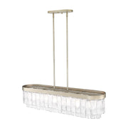 Golden Lighting Ciara 42in 6-Light Island Light | Glam White Gold and Hammered Water Glass | Kitchen Island & Dining Room | Model 1768-LP WG-HWG