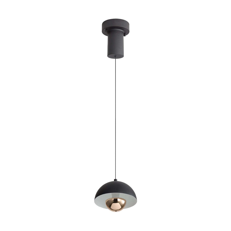 Golden Lighting Vintra 7in 1-Light Pendant | Modern Sand Black and Copper Steel | Kitchen Island & Dining Room | Model 1816-1S SNB-CPR