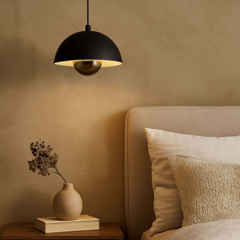 Golden Lighting Vintra 7in 1-Light Pendant | Modern Sand Black and Copper Steel | Kitchen Island & Dining Room | Model 1816-1S SNB-CPR