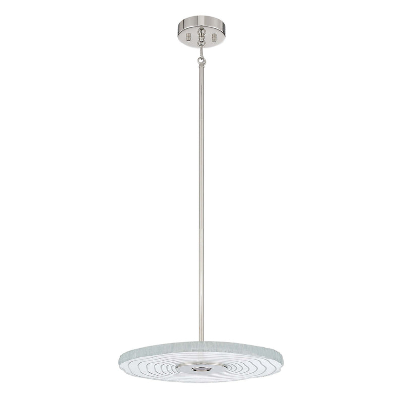 Golden Lighting Luminwood 16in Integrated LED Pendant | Modern Polished Nickel and Clear Resin | Kitchen Island & Dining Room | Model 1921-16 PN-RE