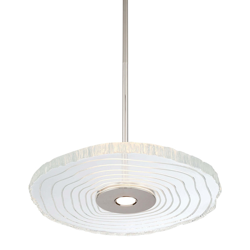 Golden Lighting Luminwood 16in Integrated LED Pendant | Modern Polished Nickel and Clear Resin | Kitchen Island & Dining Room | Model 1921-16 PN-RE
