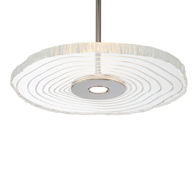 Golden Lighting Luminwood 16in Integrated LED Pendant | Modern Polished Nickel and Clear Resin | Kitchen Island & Dining Room | Model 1921-16 PN-RE
