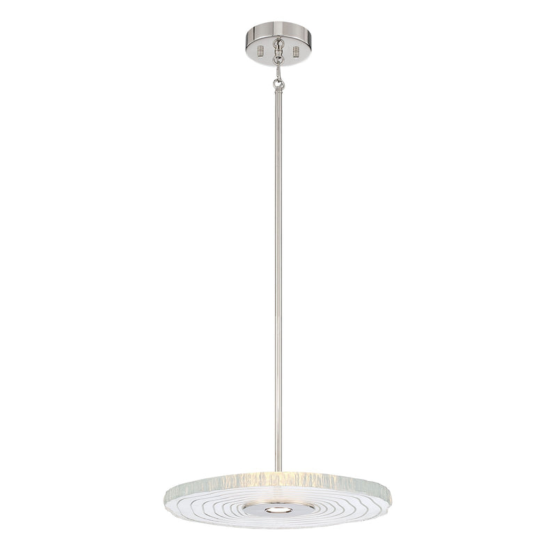 Golden Lighting Luminwood 16in Integrated LED Pendant | Modern Polished Nickel and Clear Resin | Kitchen Island & Dining Room | Model 1921-16 PN-RE