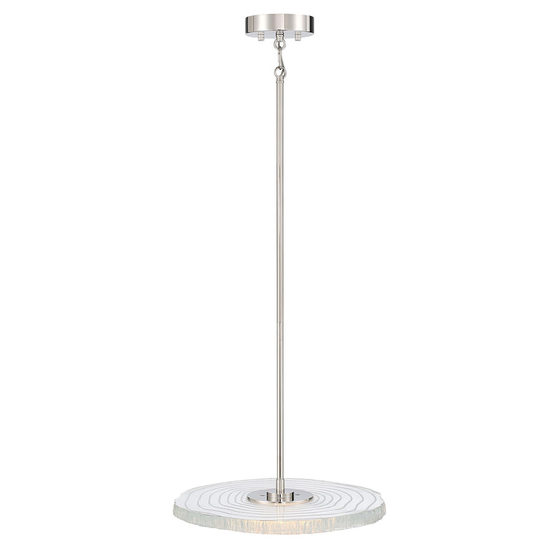 Golden Lighting Luminwood 16in Integrated LED Pendant | Modern Polished Nickel and Clear Resin | Kitchen Island & Dining Room | Model 1921-16 PN-RE