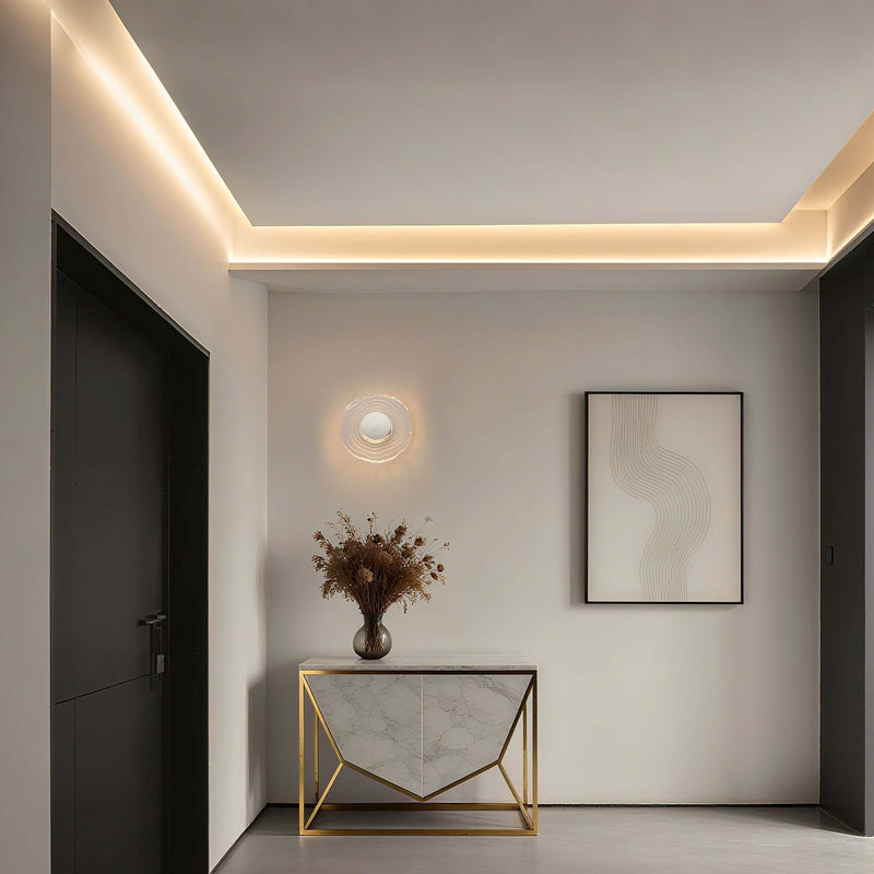 Golden Lighting Luminwood 12in 1-Light Wall Sconce | Modern Polished Nickel and Clear Resin | Hallway & Bedroom Accent | Model 1921-WSC12 PN-RE
