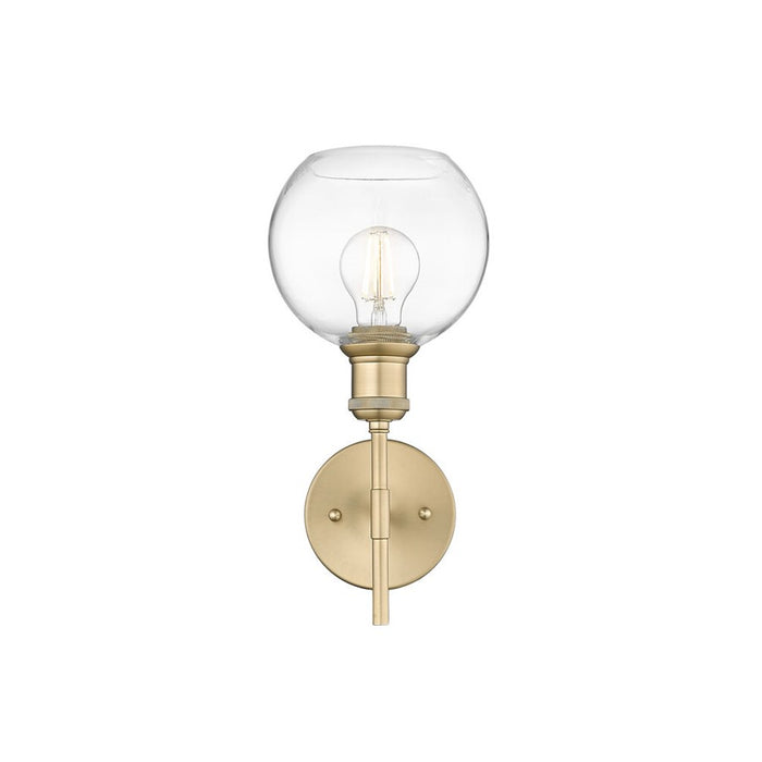 Golden Axel 1-Light Wall Sconce, Bronze/Clear Glass