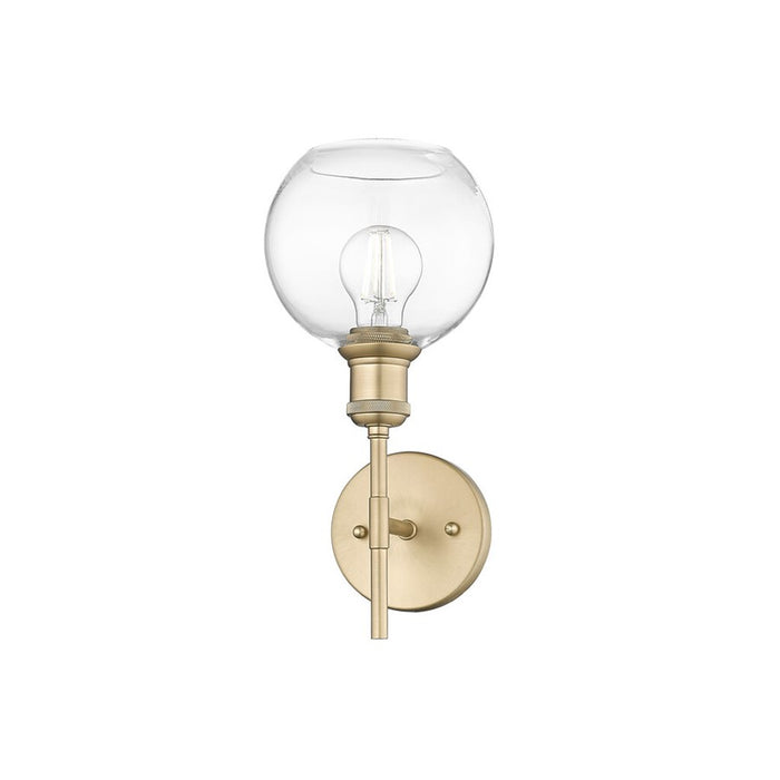 Golden Axel 1-Light Wall Sconce, Bronze/Clear Glass